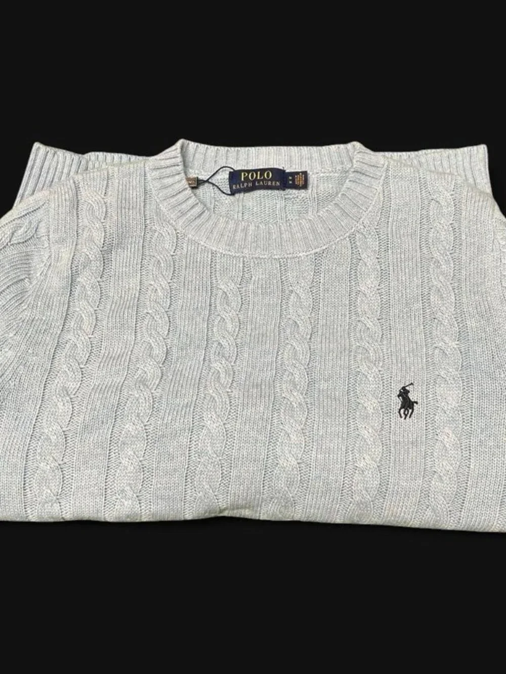 Polo Ralph Lauren Gray Cable Knit Crewneck Sweater
